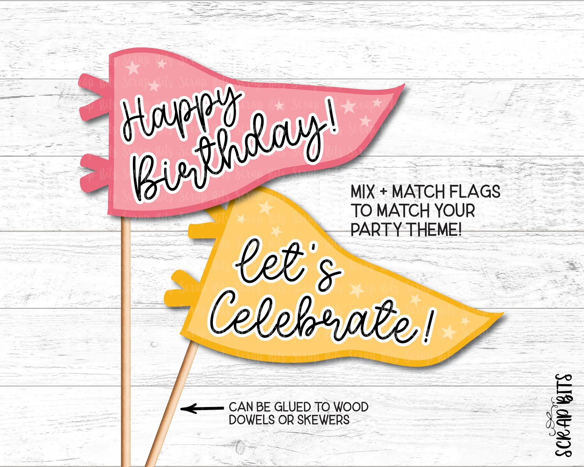 Happy Birthday Printable Pennant Flags Bundle Let s Celebrate Insta Scrap Bits