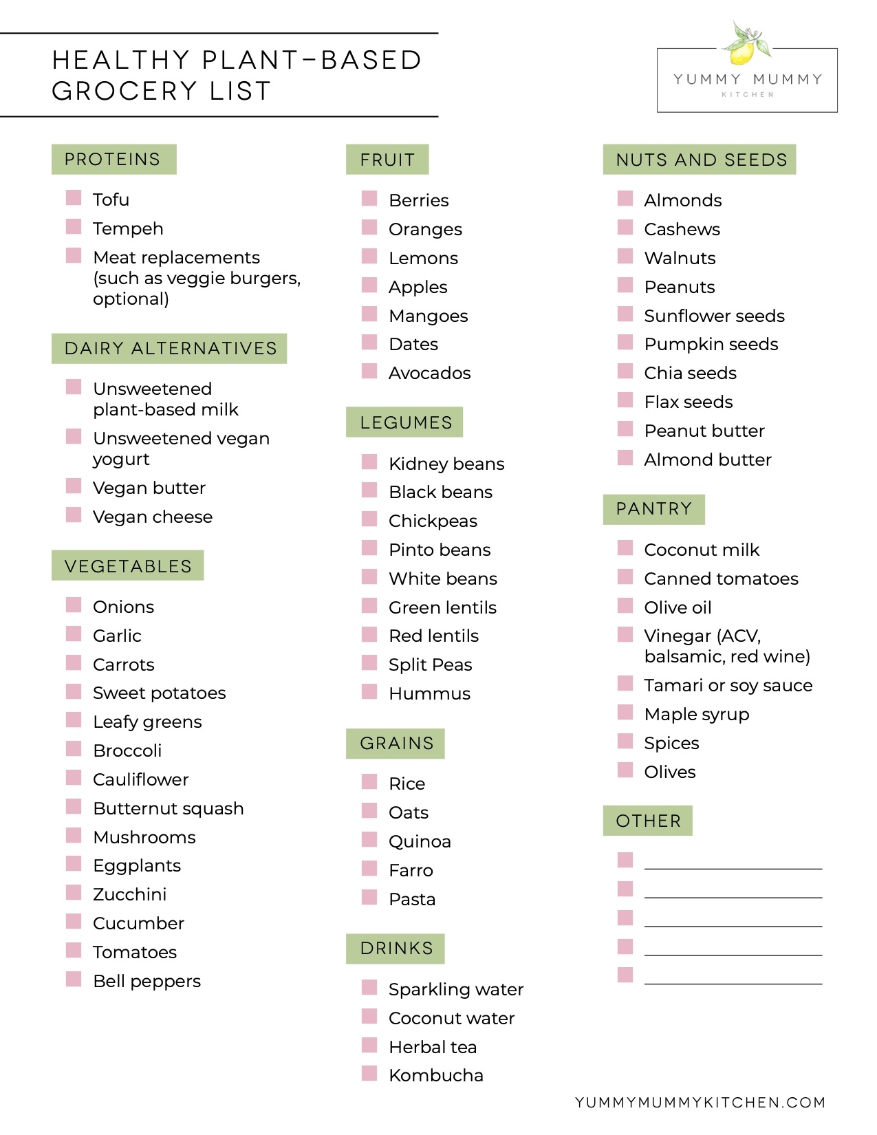 Healthy Vegan Grocery List Free Vegan Food List PDF 