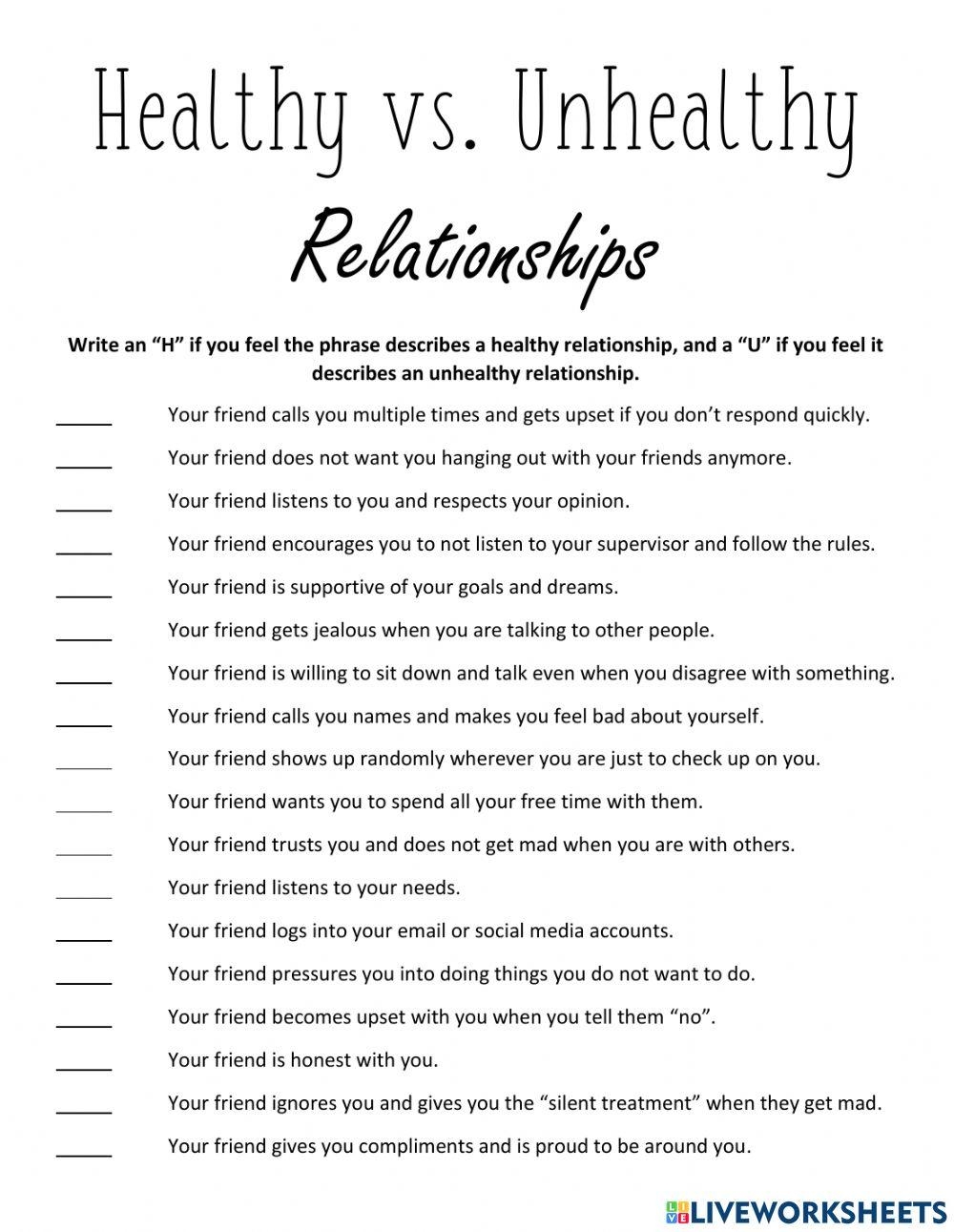 Healthy Vs Unhealthy Relationships Online Exercise For Live Worksheets Library Healthy Vs Unhealthy Relationships Online Exercise For Live Worksheets Library