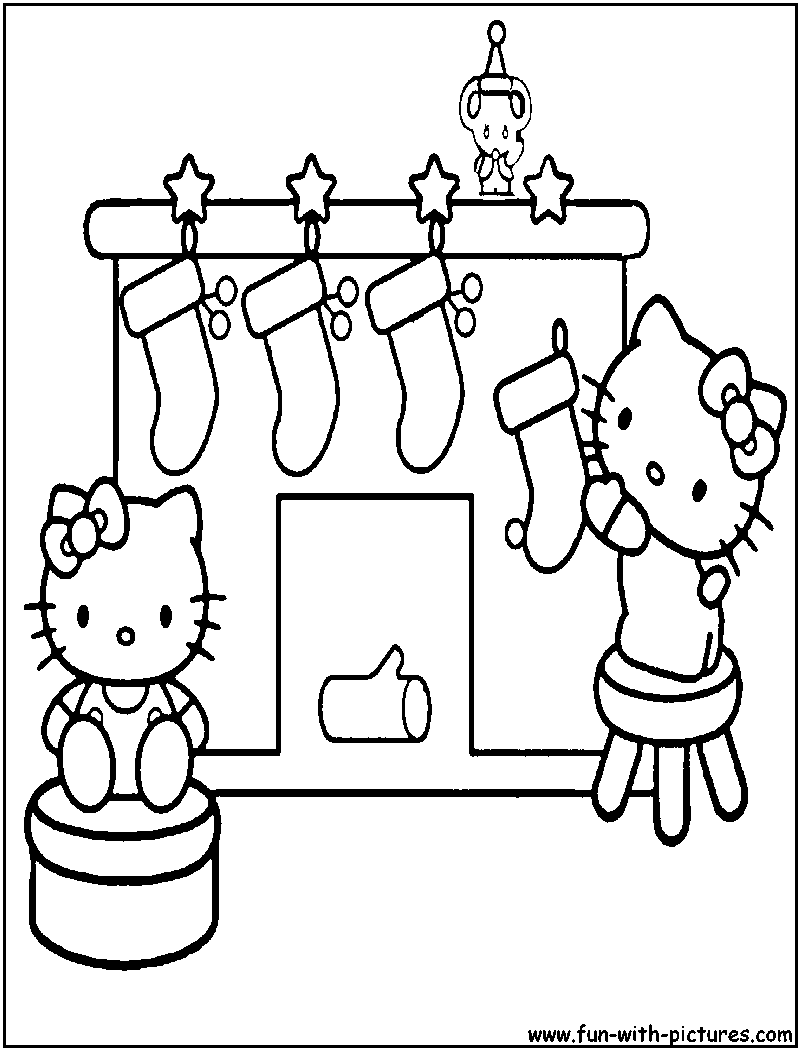 Printable Christmas Coloring Sheets Hello Kitty