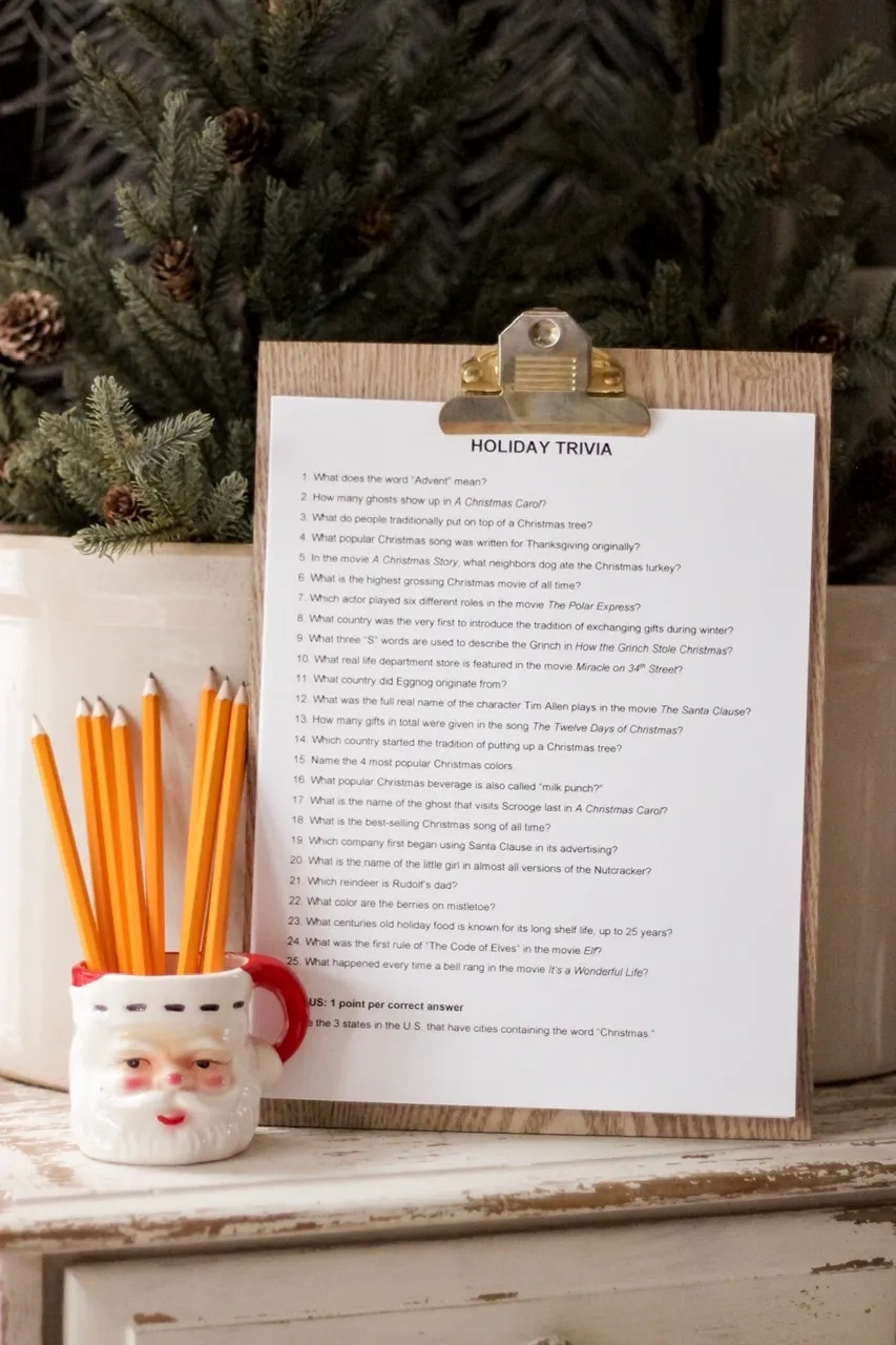 Holiday Trivia Party Game With Free Printables Rain And Pine