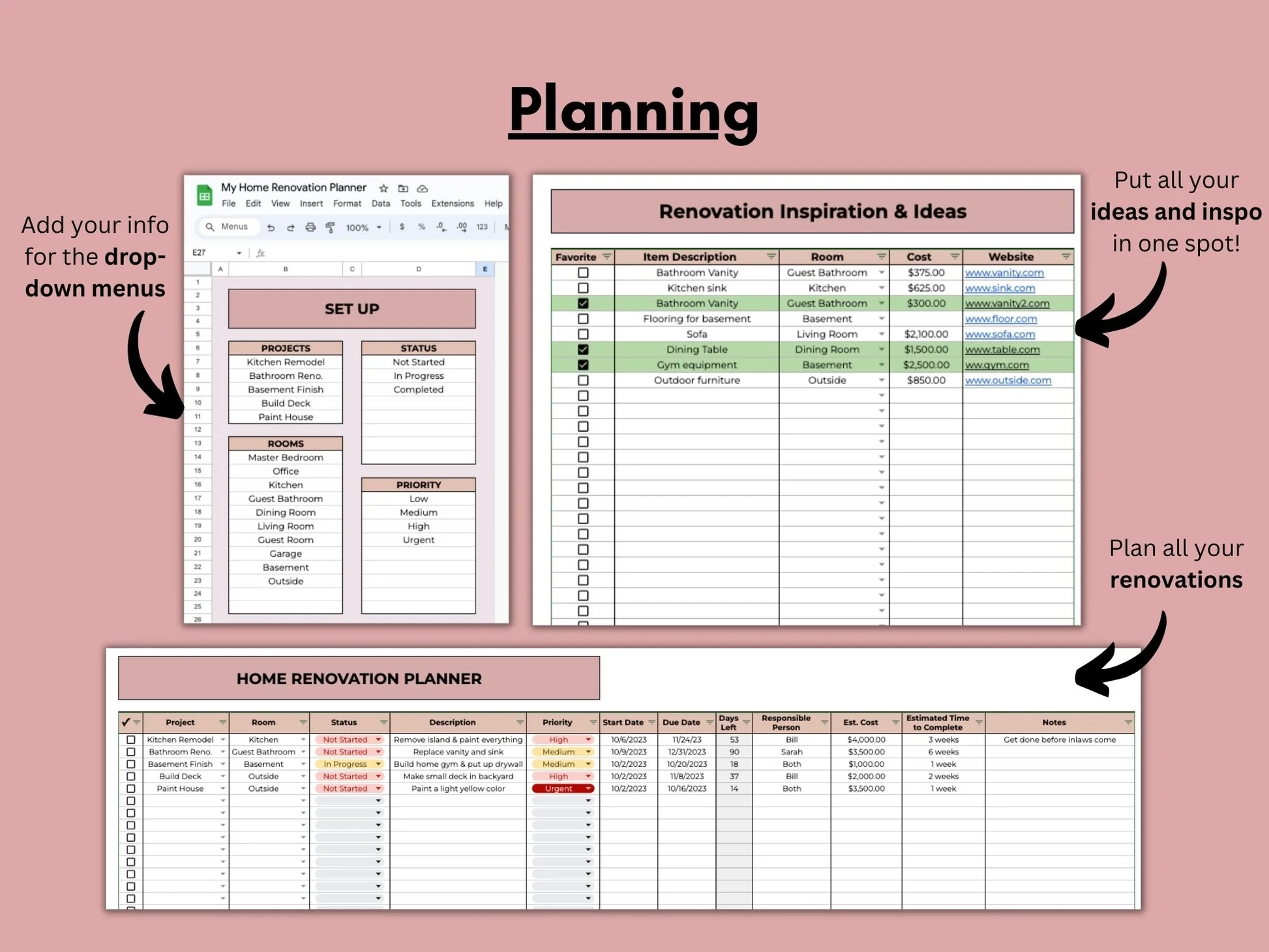 Home Renovation Project Planner Printable