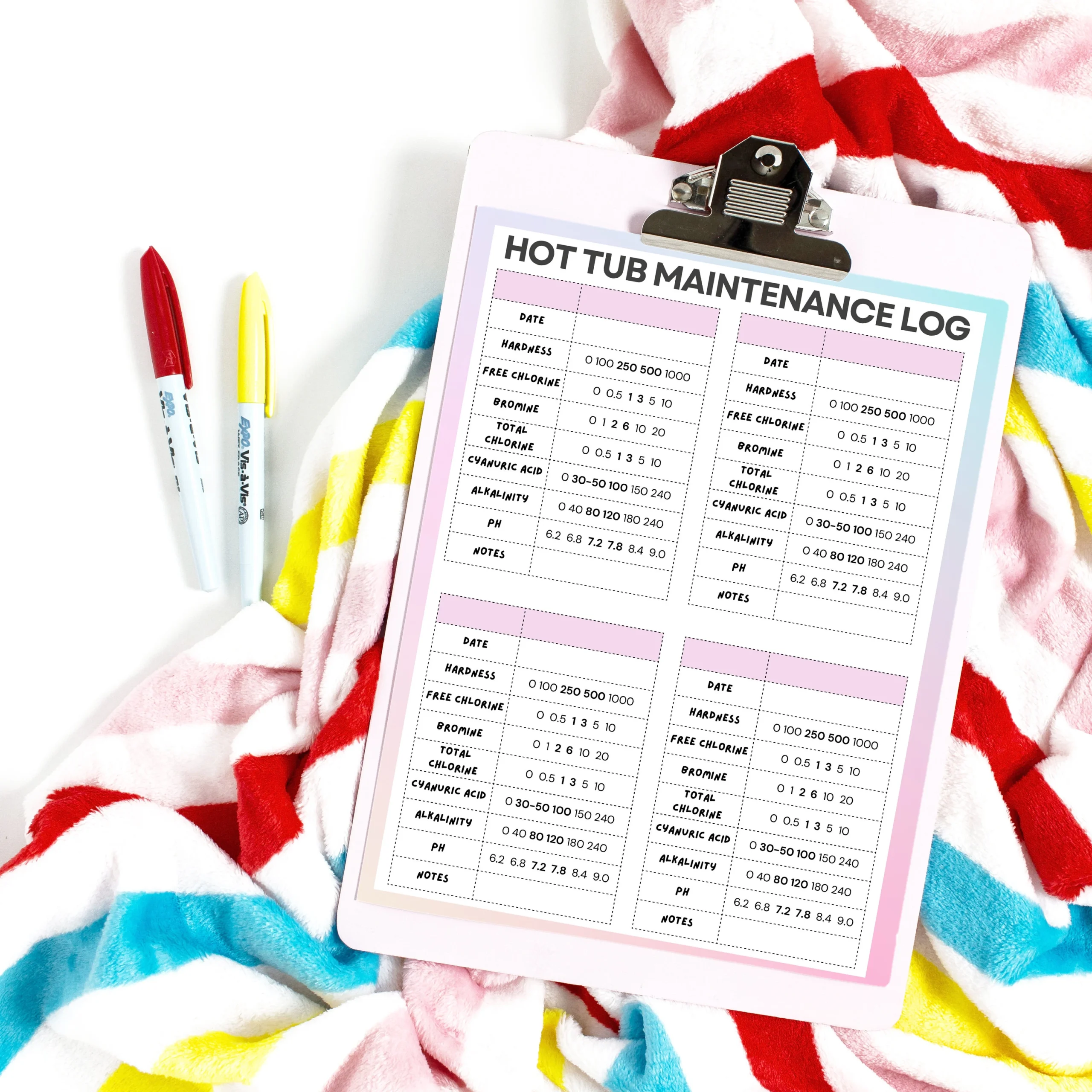 Printable Hot Tub Maintenance Schedule