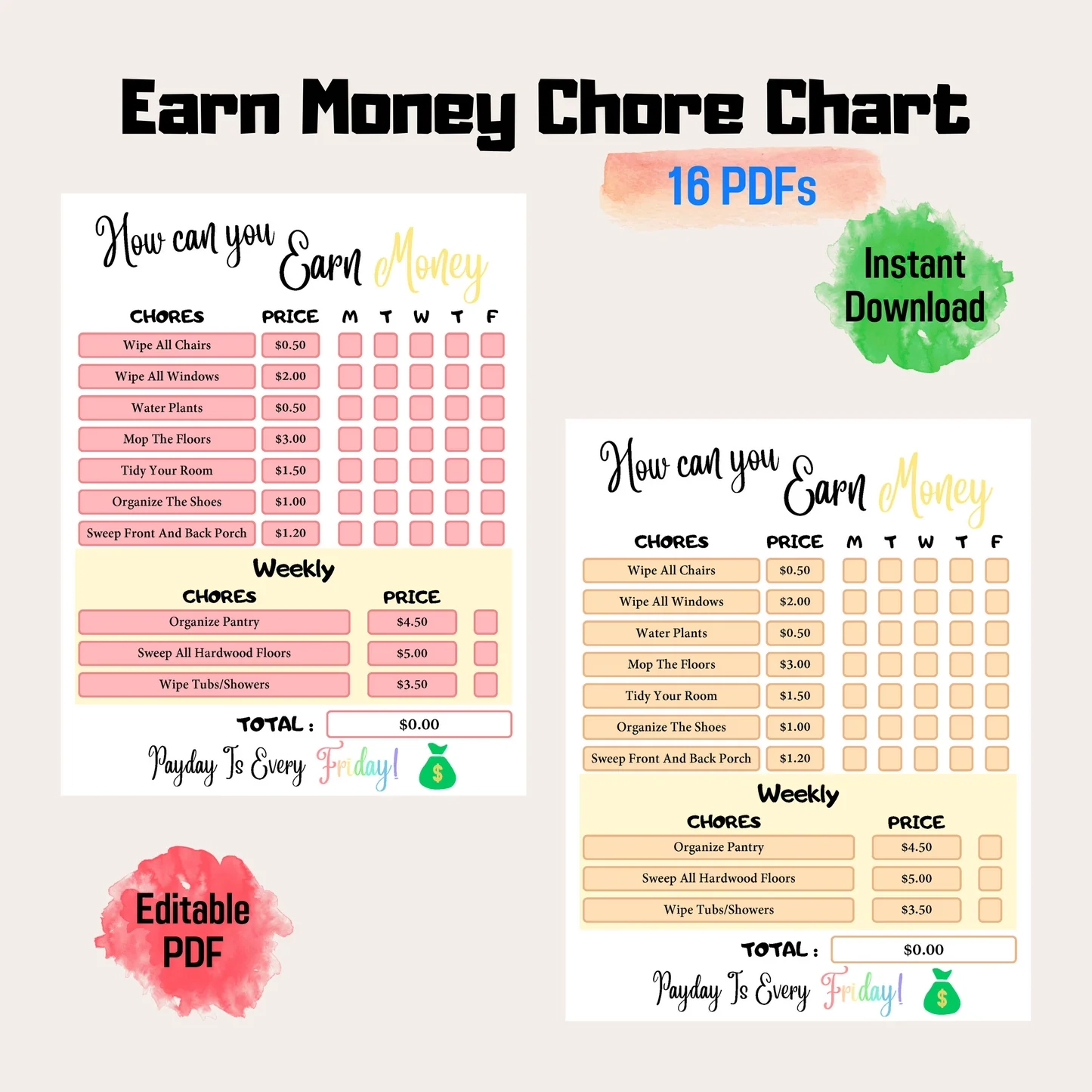 How To Earn Money Weekly Chore Chart Editable Allowance Chore Chart F Funny Print For You How To Earn Money Weekly Chore Chart Editable Allowance Chore Chart F Funny Print For You