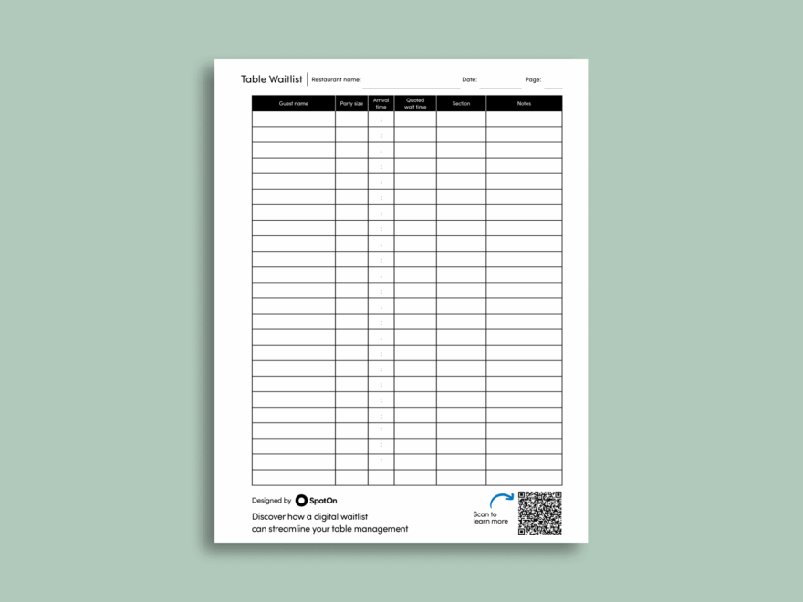 How To Manage A Restaurant Waitlist Printable Template