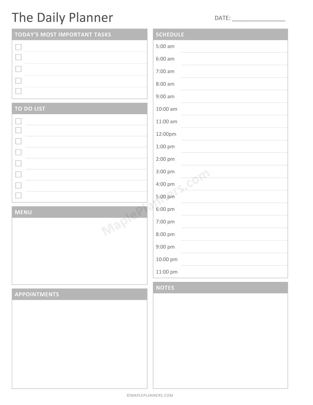 Printable Planner Pages Half Size