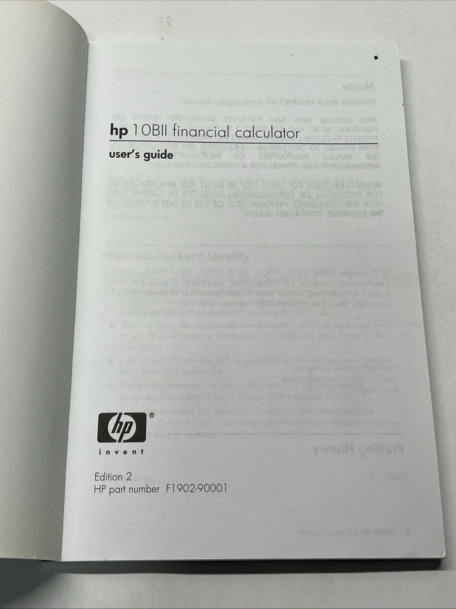HP 10bII Financial Calculator Manual Users Guide ONLY NO CALCULATOR EBay HP 10bII Financial Calculator Manual Users Guide ONLY NO CALCULATOR EBay