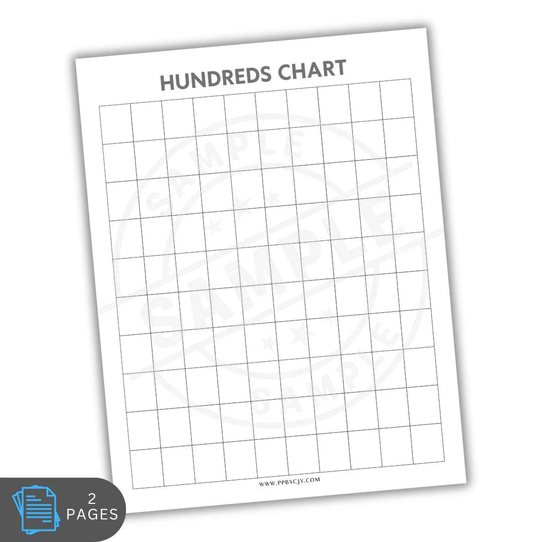 Hundreds Chart Printable Template Digital Download Math Learning Tool Number Chart For Kids Classroom Resource Instant Download Etsy