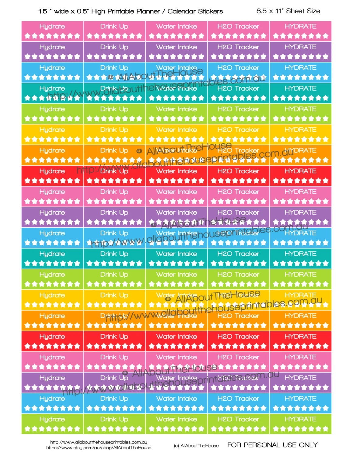 Printable Planner Sticker Hydrate