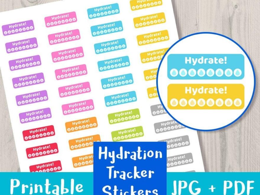 Hydration Tracker Printable Planner Stickers The Digital Download Shop