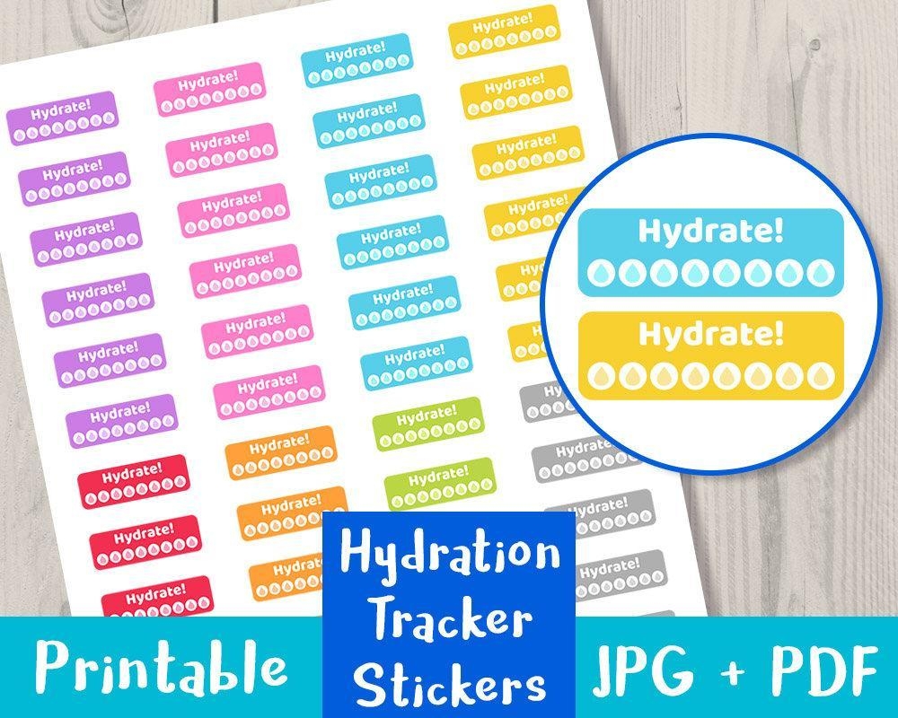 Hydration Tracker Printable Planner Stickers The Digital Download Shop