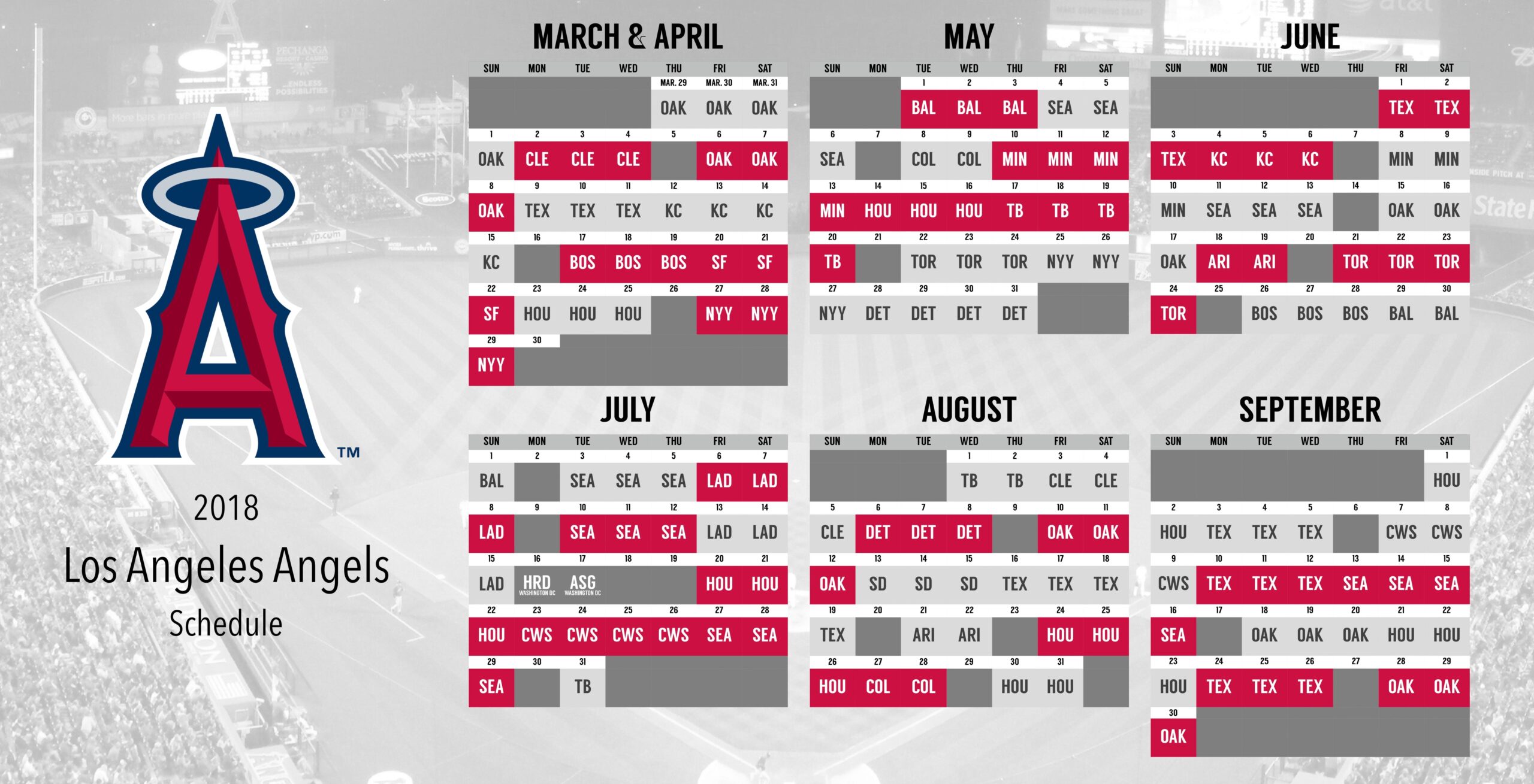 2026 Anaheim Angels Printable Schedule