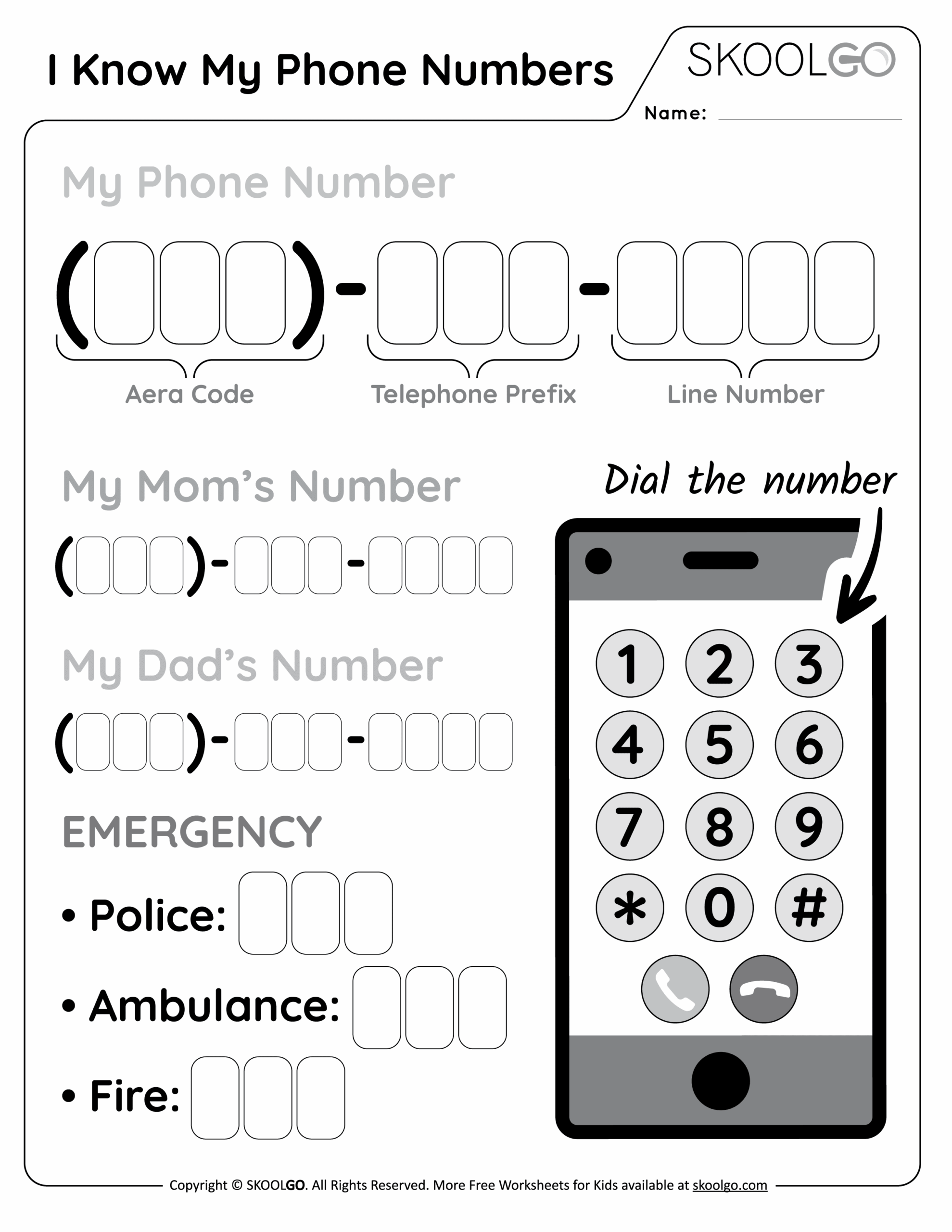 Free Printable Kids Phone List