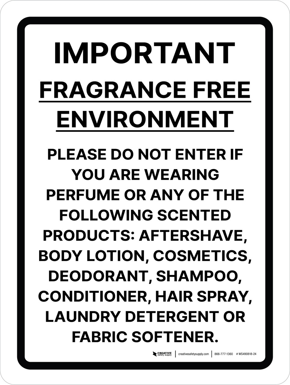 Free Printable Fragrance Free Signs