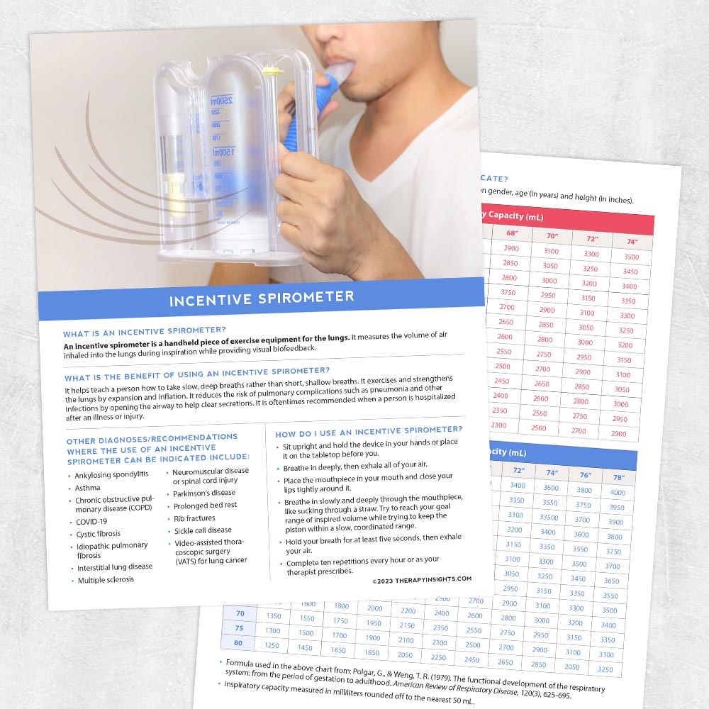 Incentive Spirometer Adult And Pediatric Printable Resources For Speech And Occupational Therapists