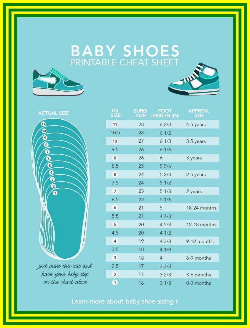 Infant 18 Month Old Size Shoe Size Guide Size Shoe For A Month Old Baby Size