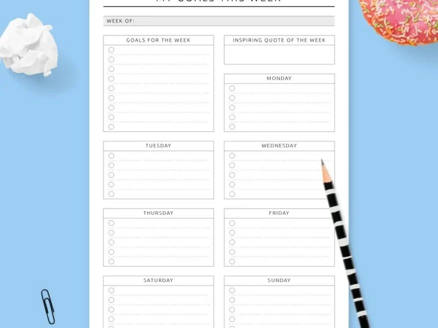 Inspiring Weekly Goal Planner Template Download Printable PDF