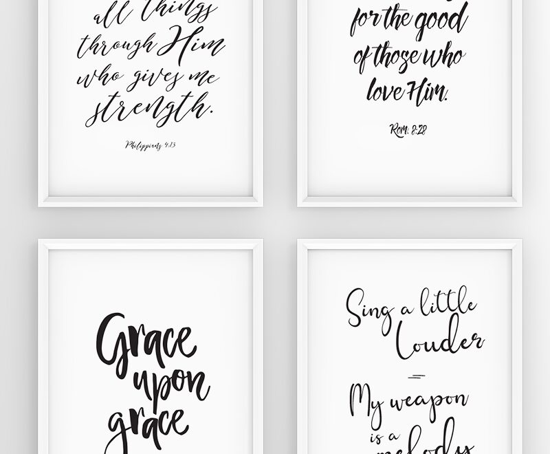Instant Download 5 x7 Inspirational Bible Verse Signs Printable Brave Creative Design