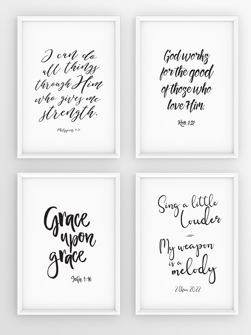 Instant Download 5 x7 Inspirational Bible Verse Signs Printable Brave Creative Design