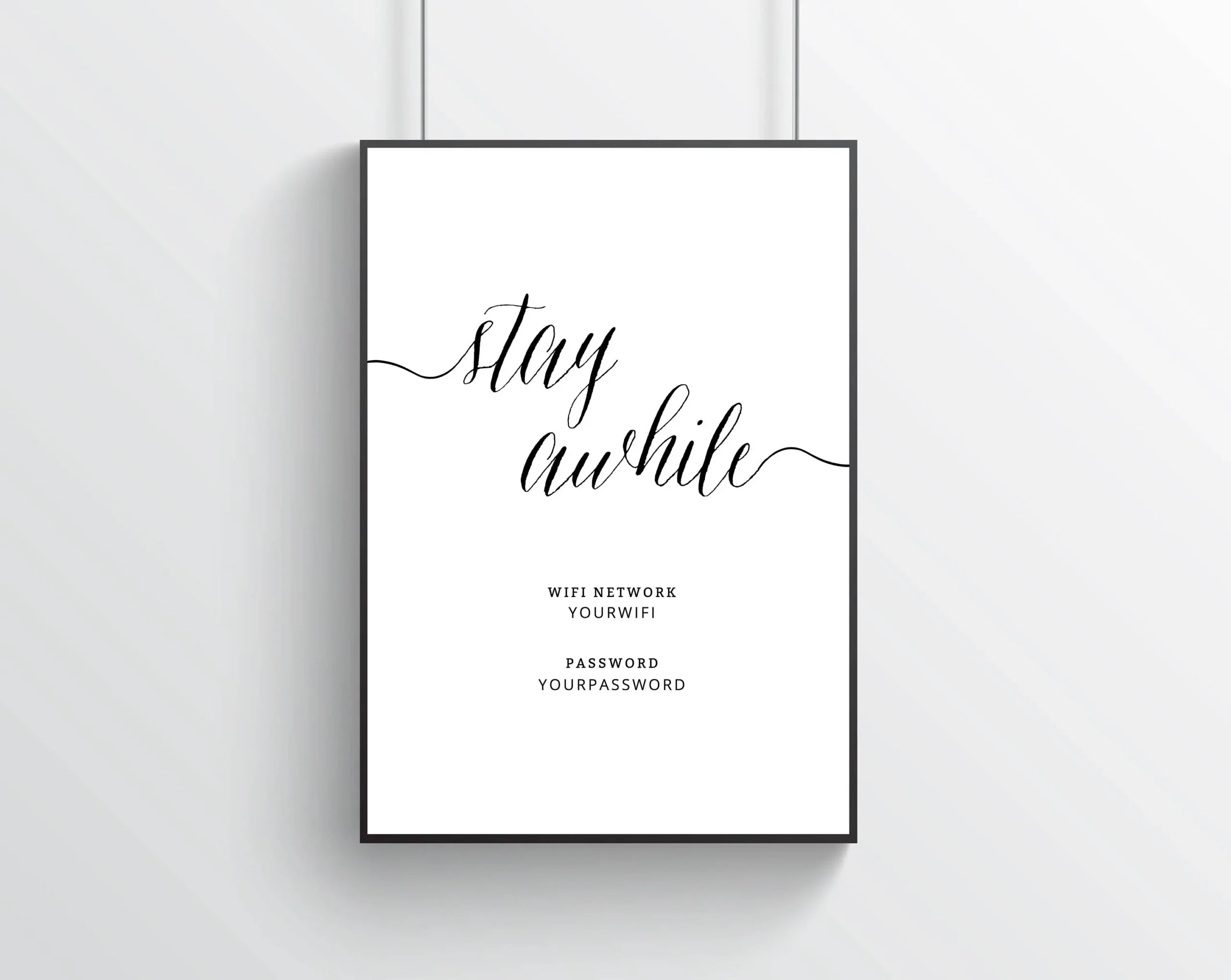 INSTANT DOWNLOAD Printable Guest Room Wifi Welcome To Our Home Printable Wifi Password Sign Stay Awhile Home Decor Wall Art Templett Etsy