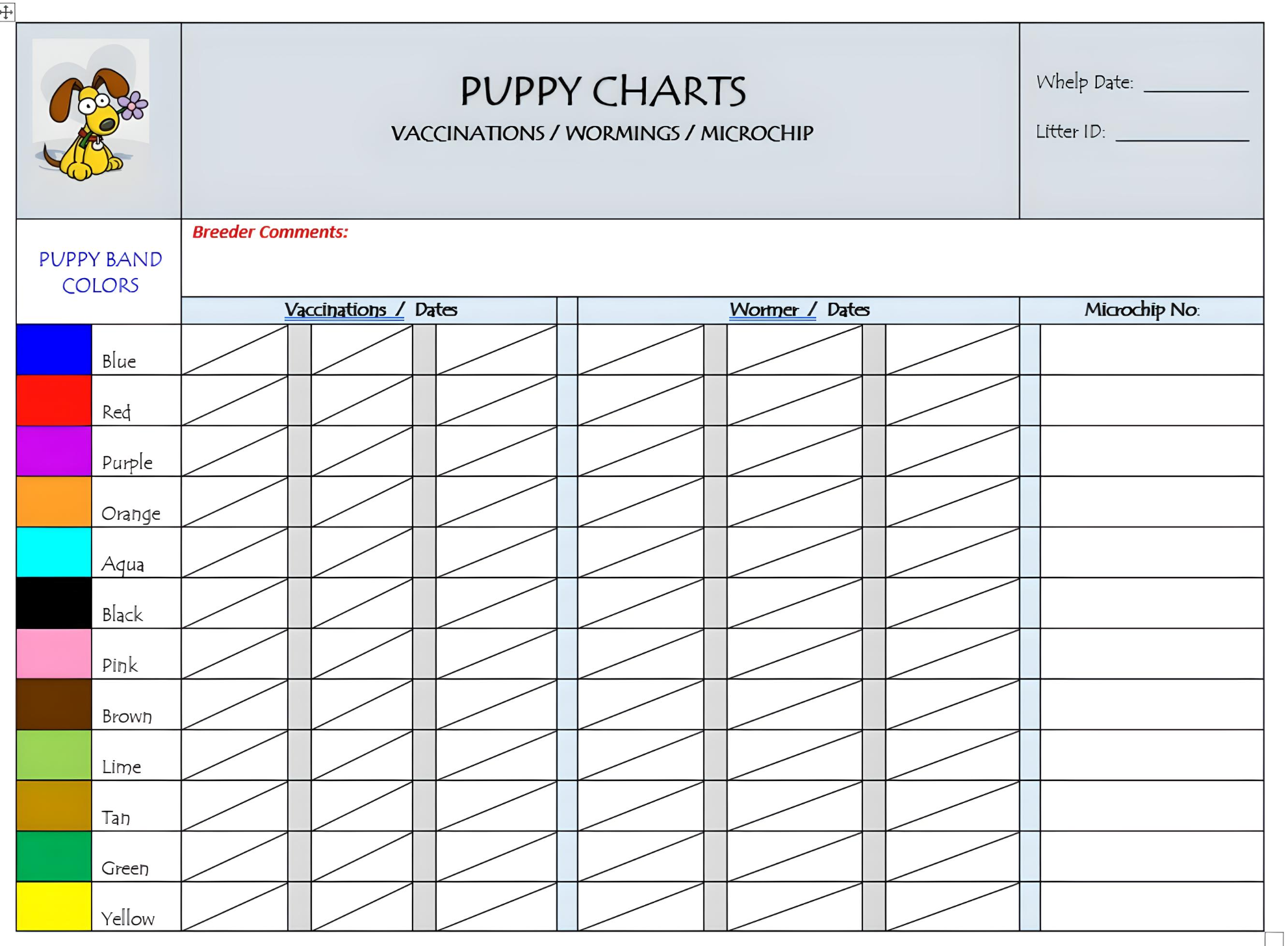Instant Download Puppies In Bloom Puppy Charts For Breeders Instant Download Puppies In Bloom Puppy Charts For Breeders