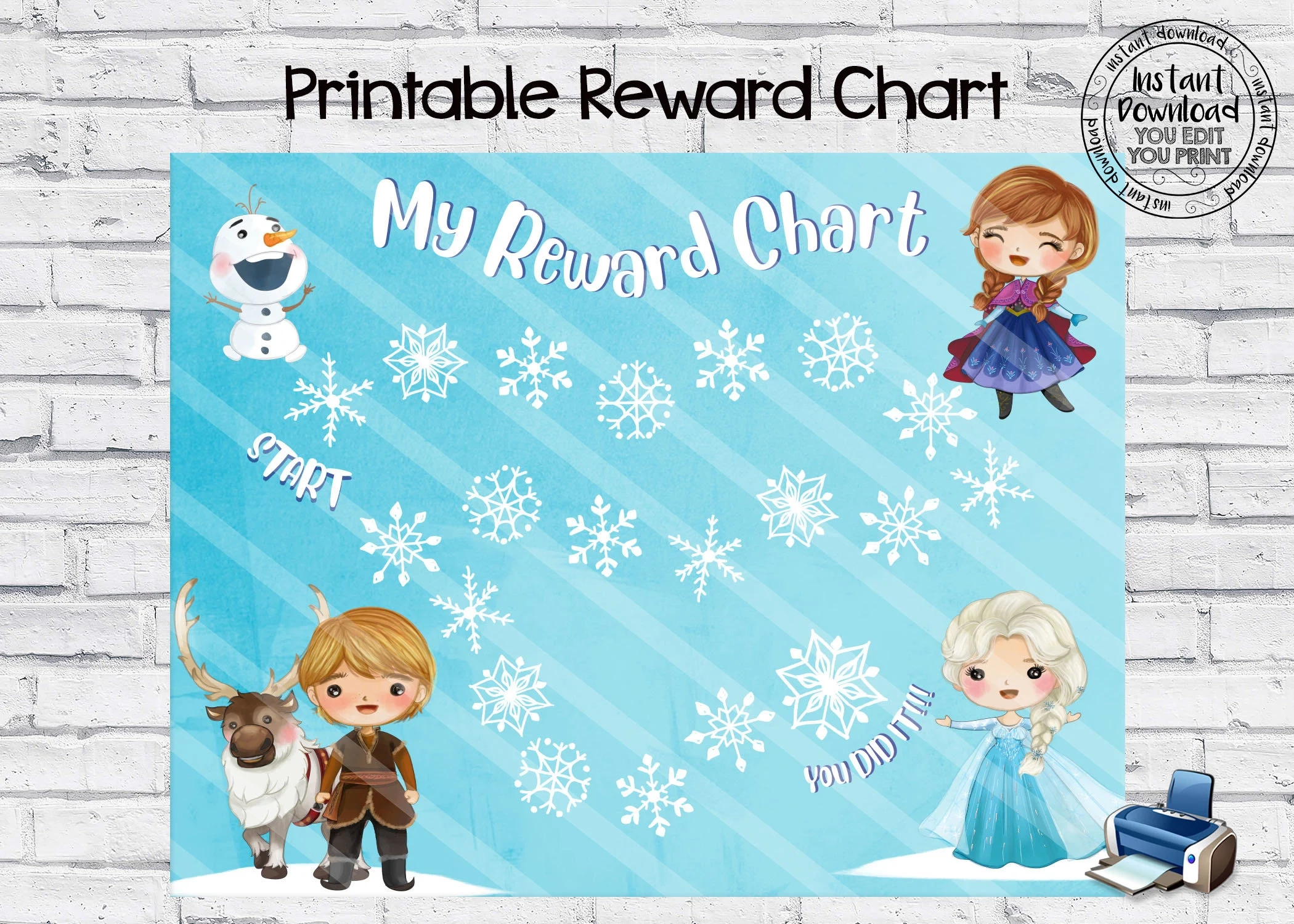 Instant Download Reward Chart Printable Chart Frozen Chart Potty Train Chart Behavior Chart Daily Reward Chart For Kids Routine Chart RW Etsy