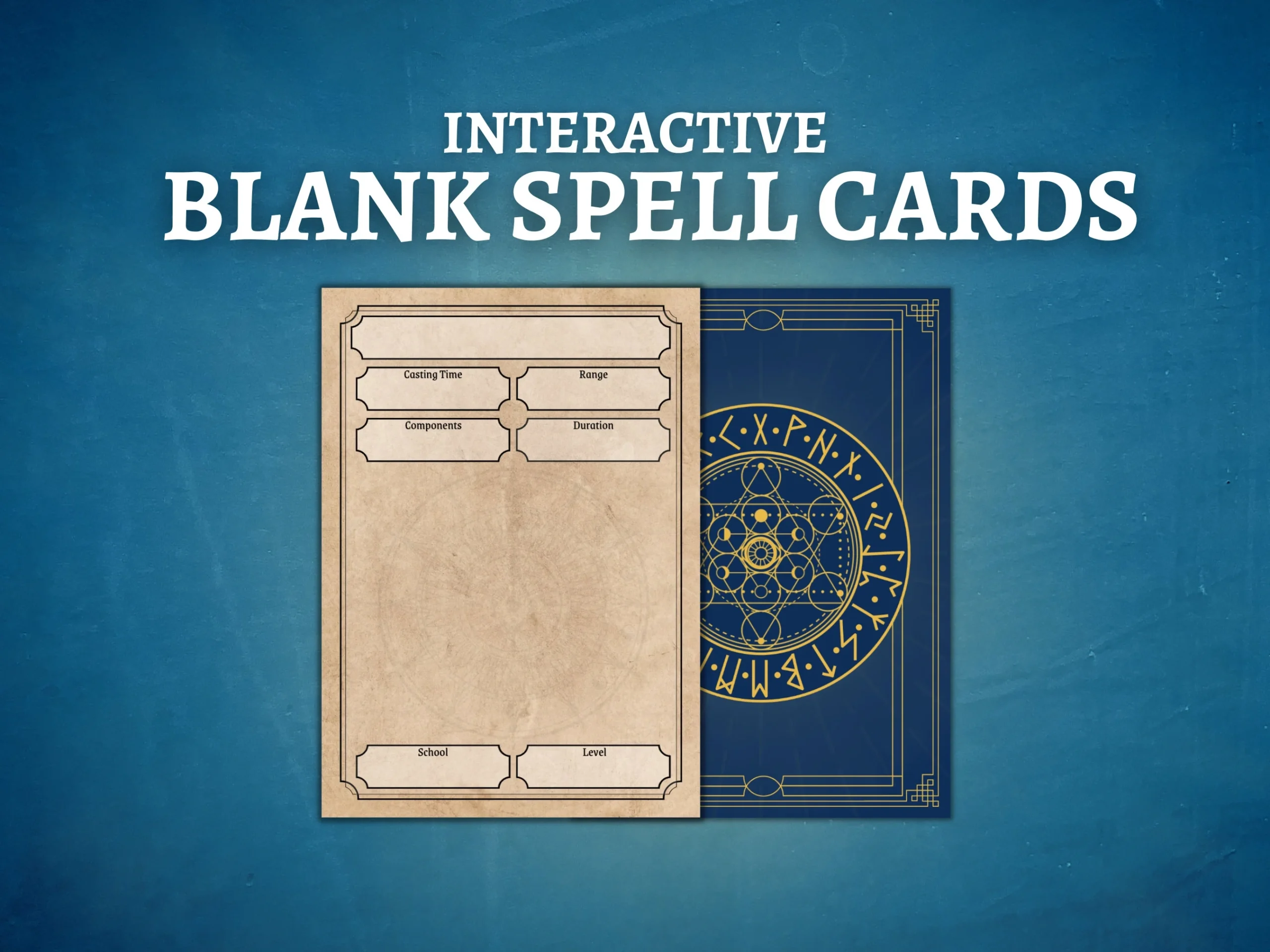 Interactive Editable Blank Spell Cards D D Spell Cards Dnd Printable Cards Etsy