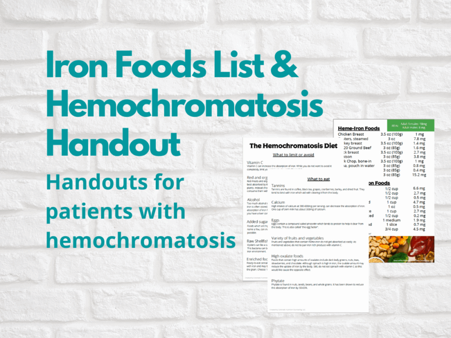 Iron Foods List Hemochromatosis Patient Handouts Well Resourced Dietitian