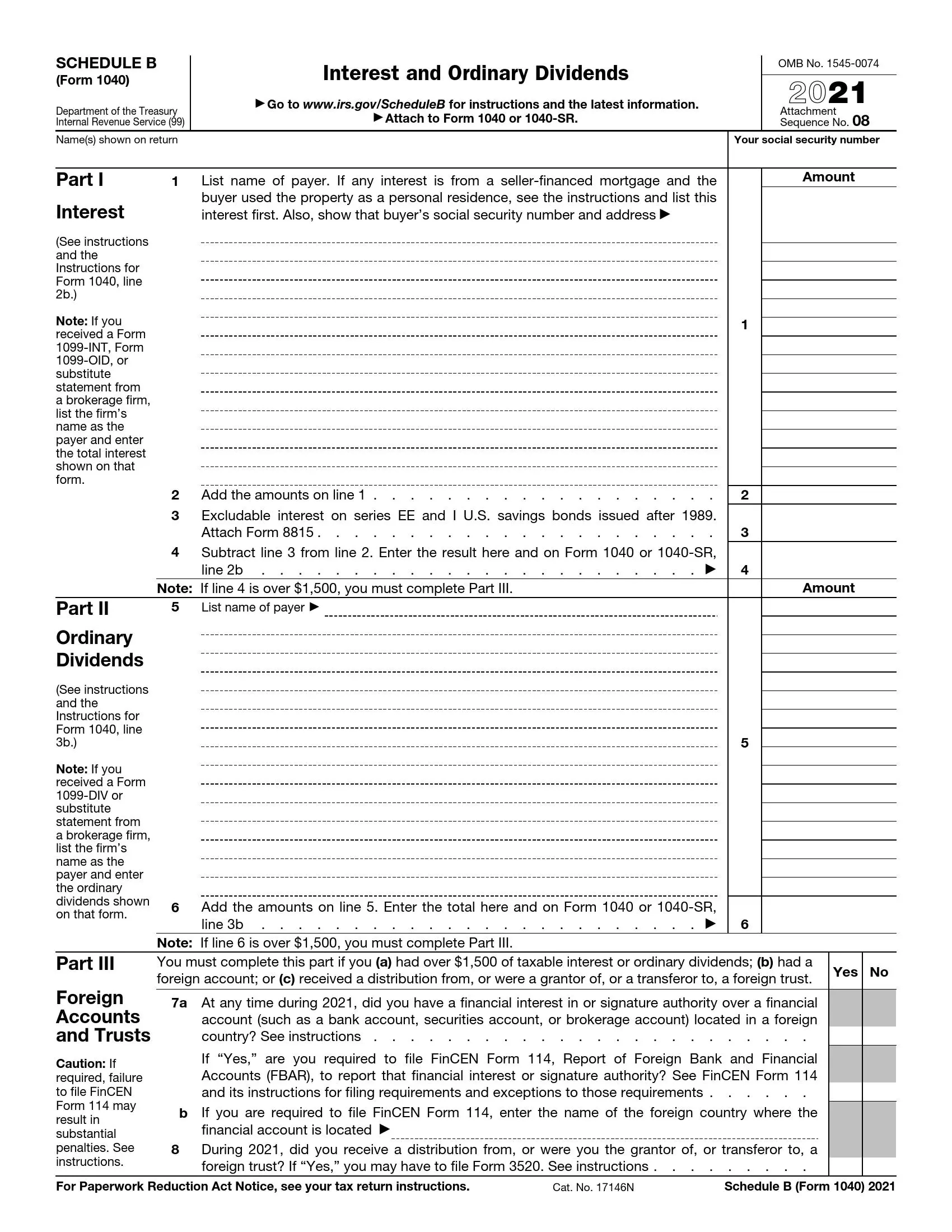 IRS Schedule B Form 1040 Fill Out Printable PDF Forms Online