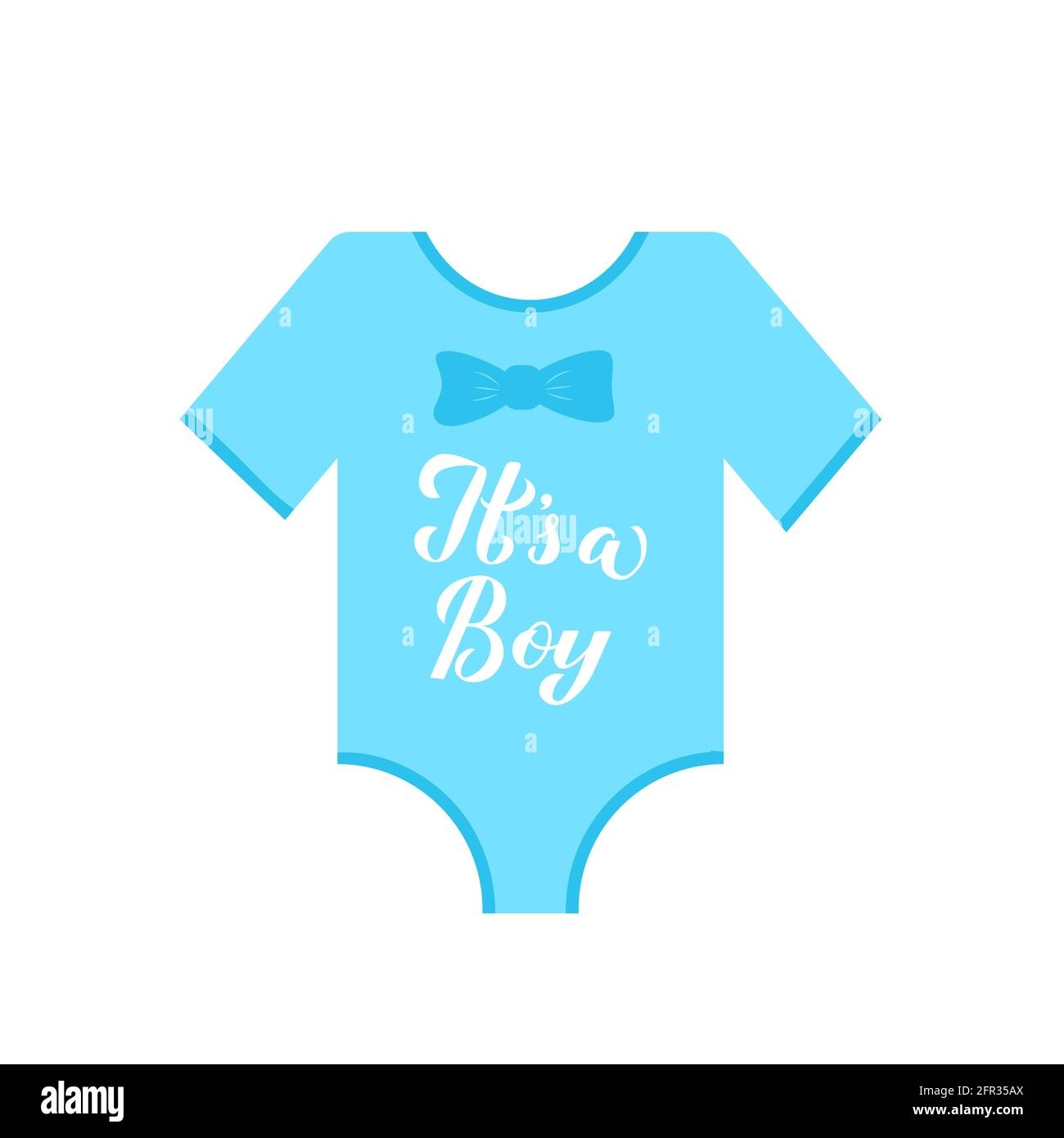 Its A Boy Calligraphy Hand Lettering On Blue Baby Onesie Gender Reveal Sign Baby Shower Decorations Vector Template For Invitation Greeting Card Stock Vector Image Art Alamy