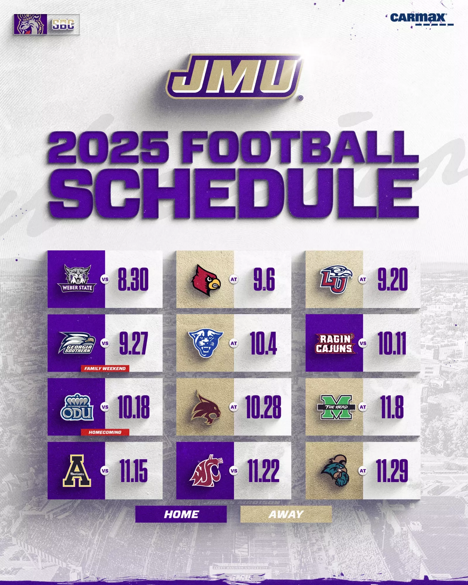 JMU Rolls Out Complete 2025 Football Schedule James Madison University Athletics