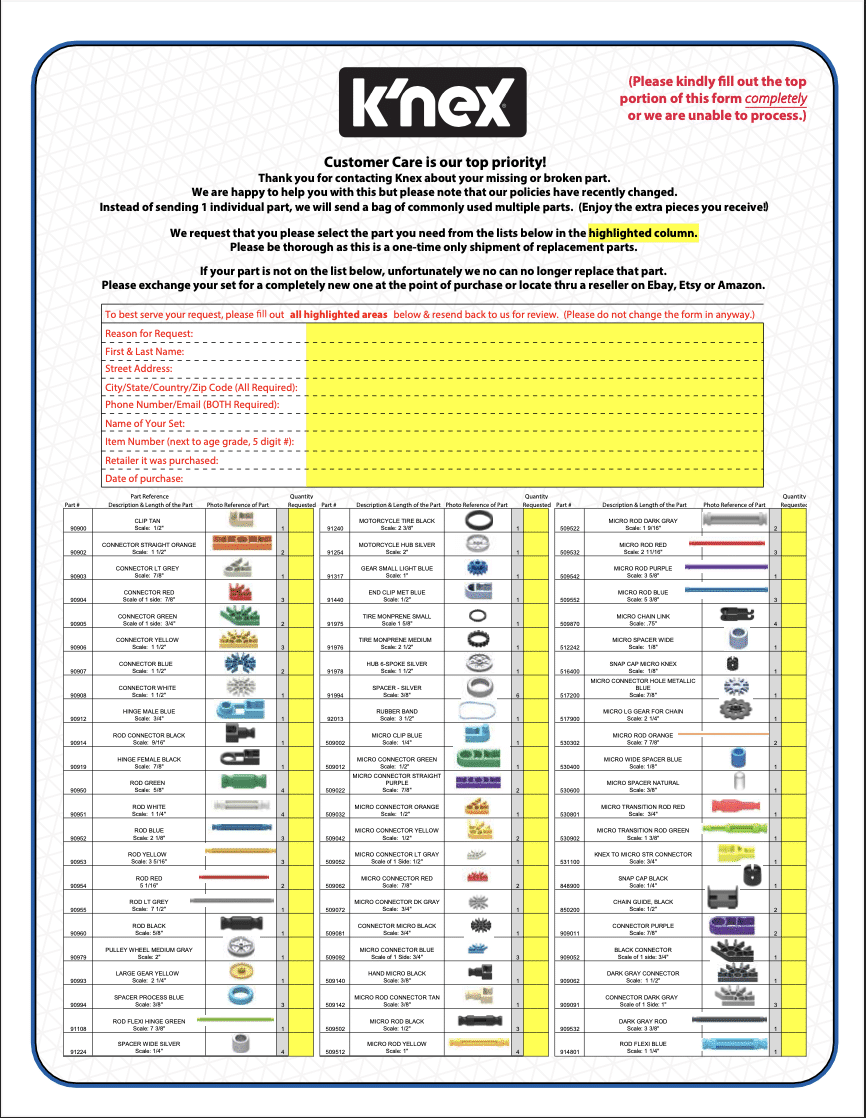 K NEX Parts Form BasicFun  K NEX Parts Form BasicFun