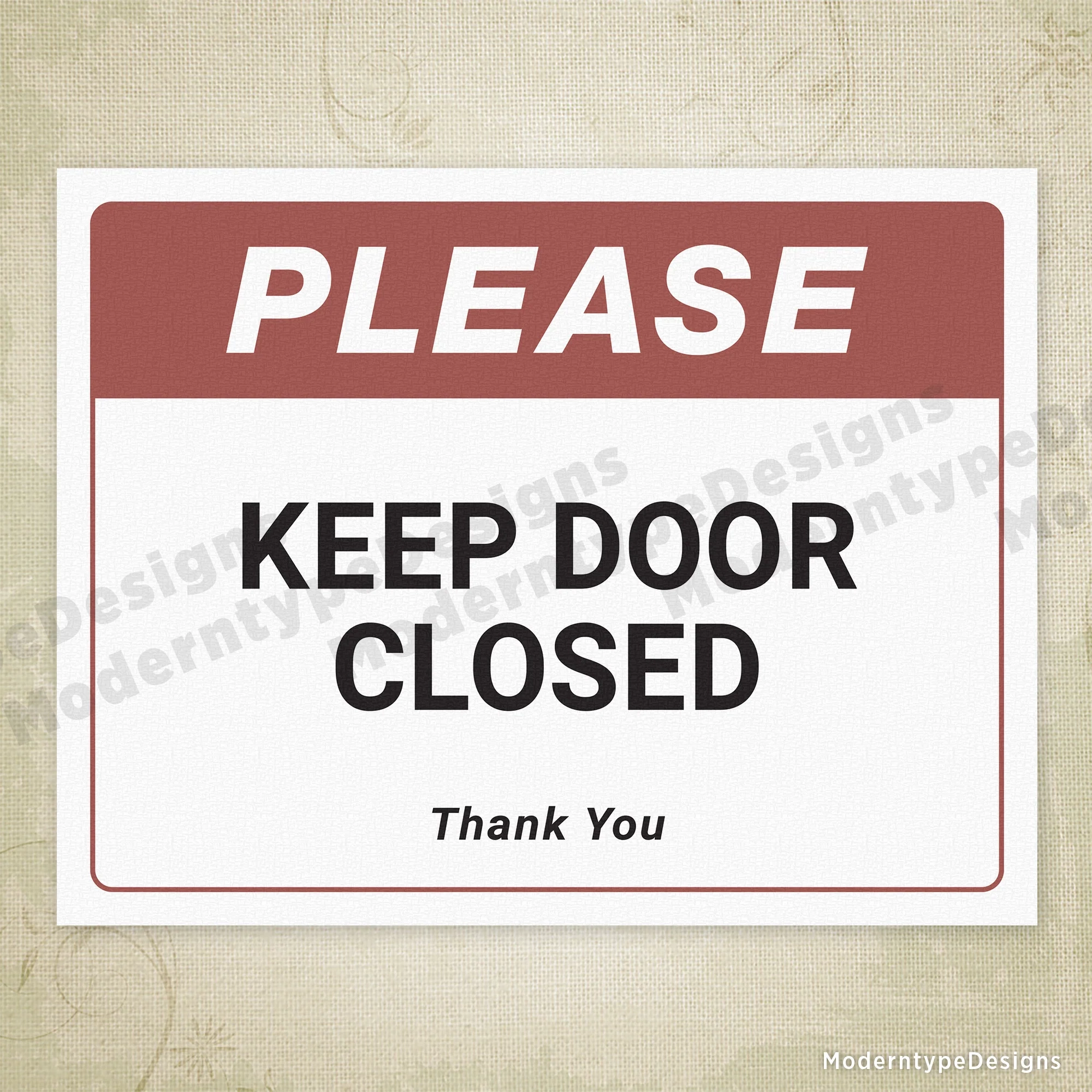 Printable Keep Door Closed Sign