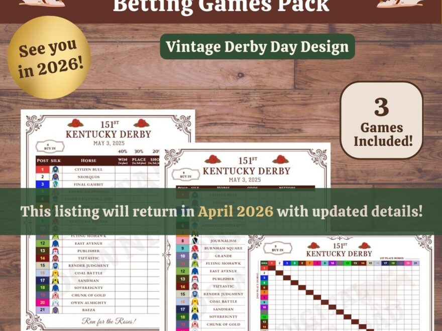 Kentucky Derby Betting Games Pack Vintage Printable Party PDF Etsy