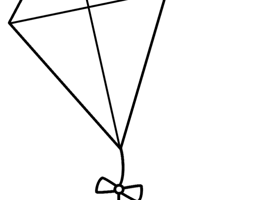 Kite With Bows Coloring Page Spring