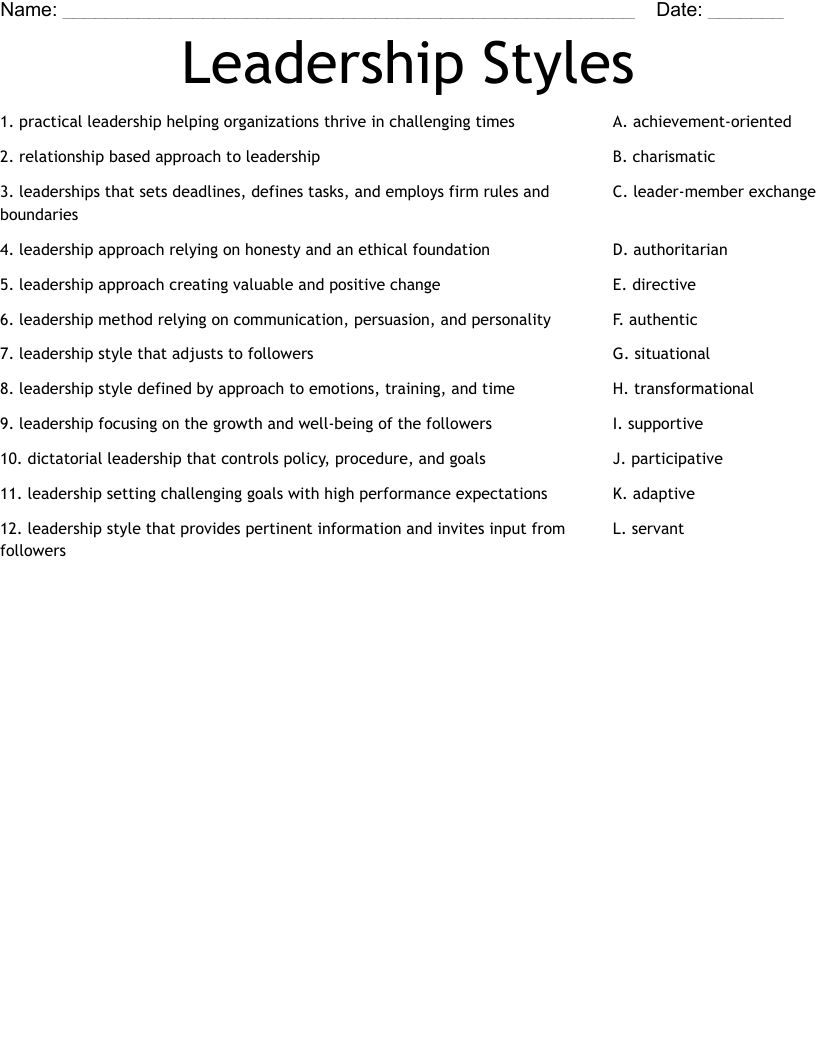 Leadership Styles Worksheet WordMint Worksheets Library Leadership Styles Worksheet WordMint Worksheets Library