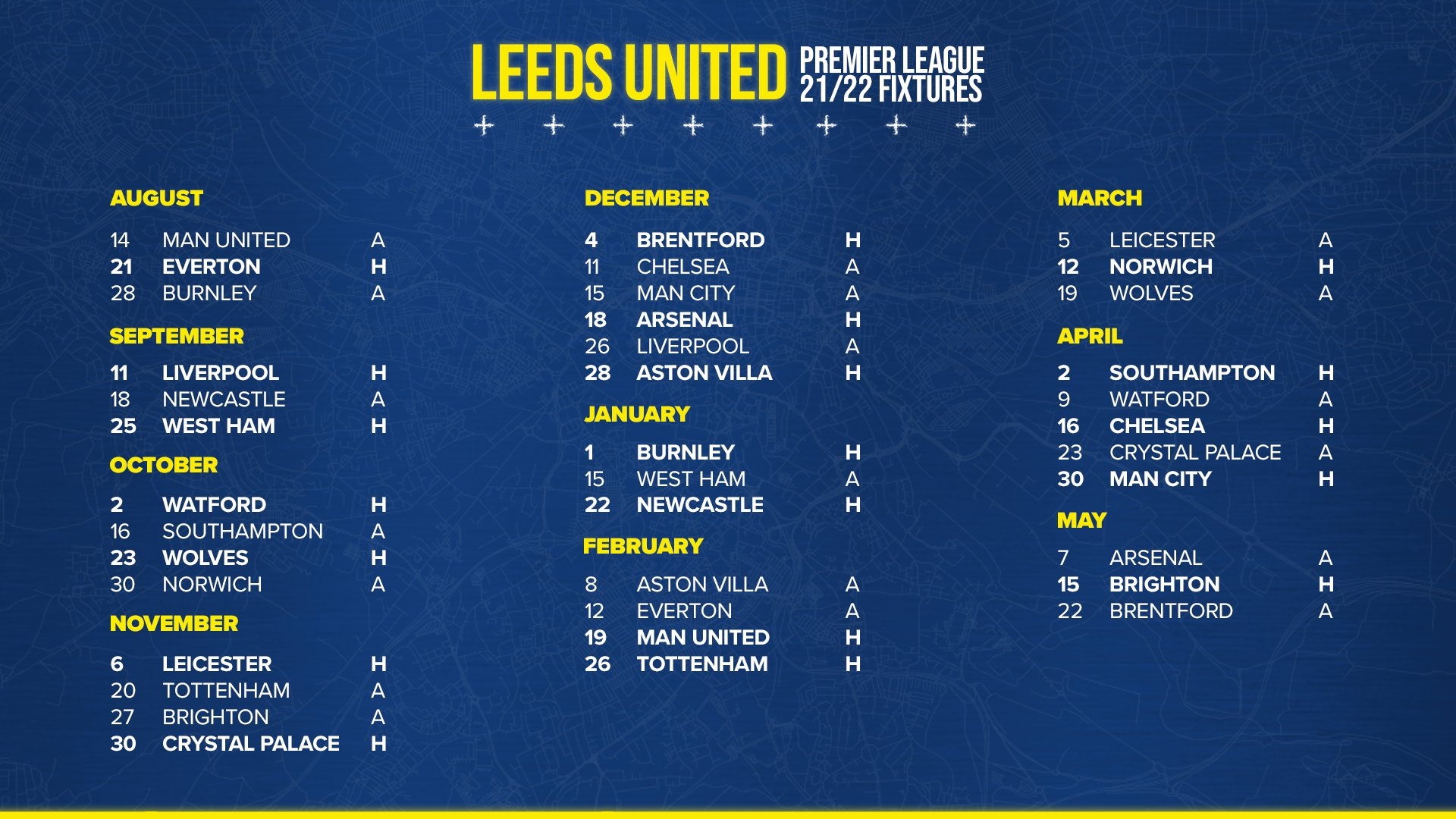 Leeds United 2021 22 Premier League Fixture List R LeedsUnited