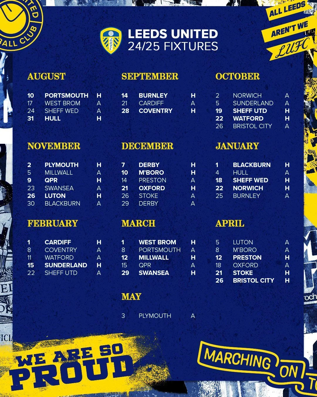Leeds United 24 25 Championship Fixtures R LeedsUnited