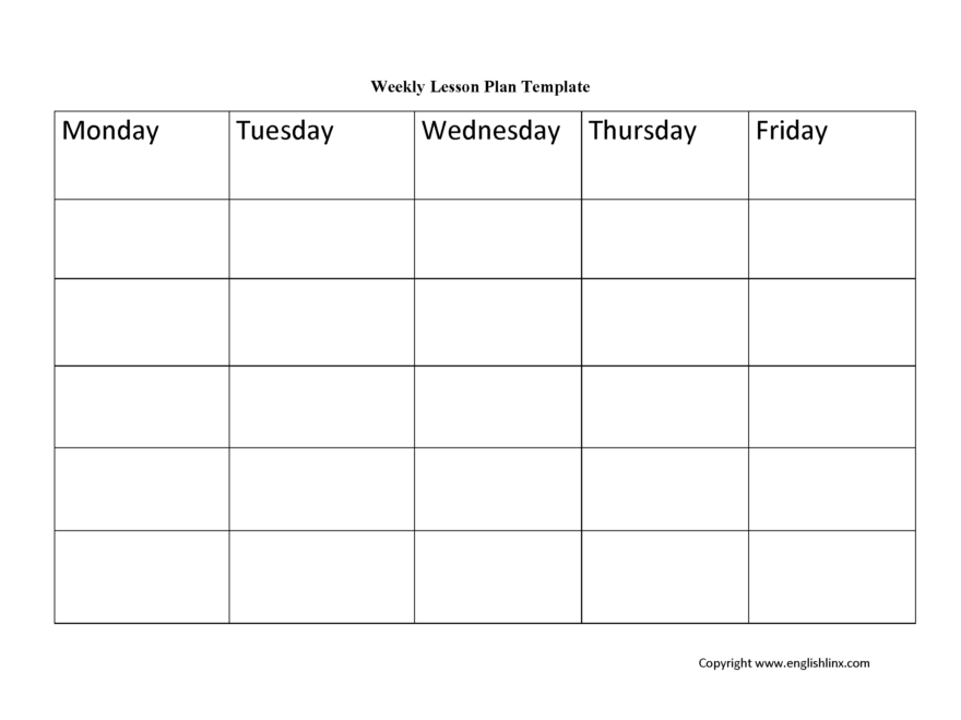 Lesson Plan Template Weekly Lesson Plan Template