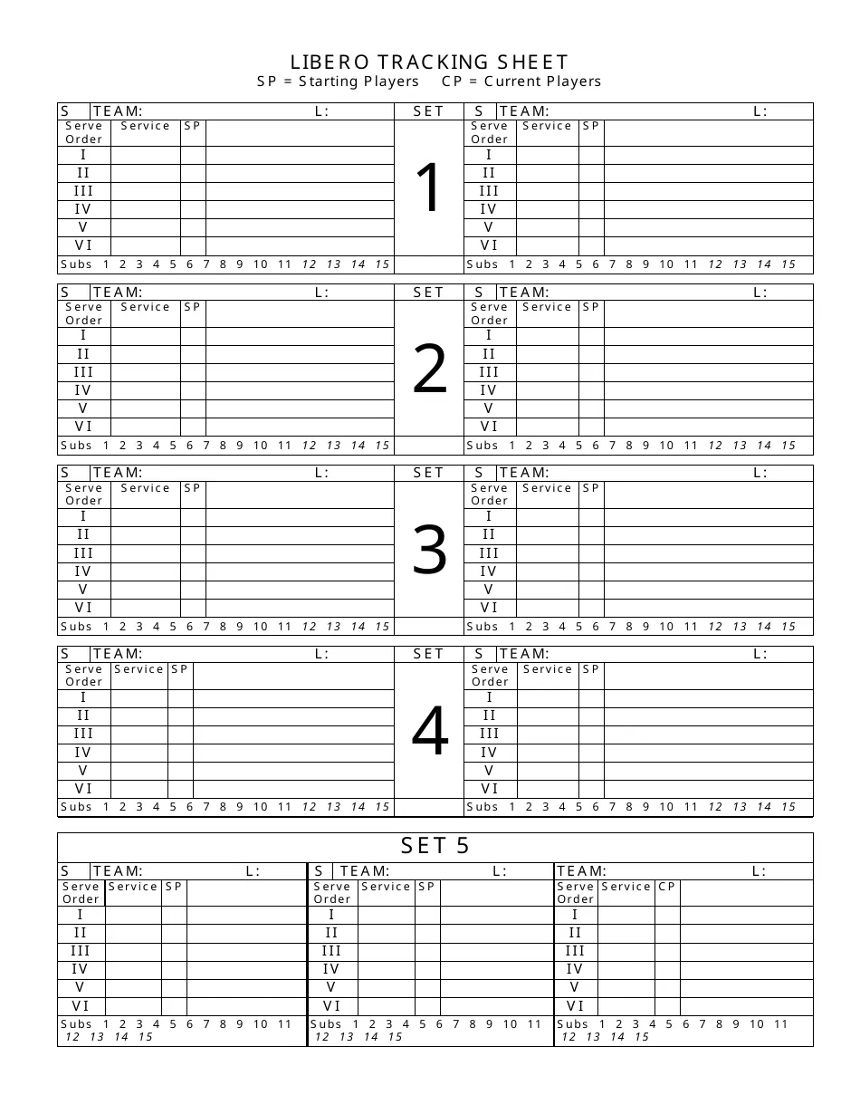 Libero Tracking Sheet Template Five Sets Download Printable PDF Templateroller Libero Tracking Sheet Template Five Sets Download Printable PDF Templateroller