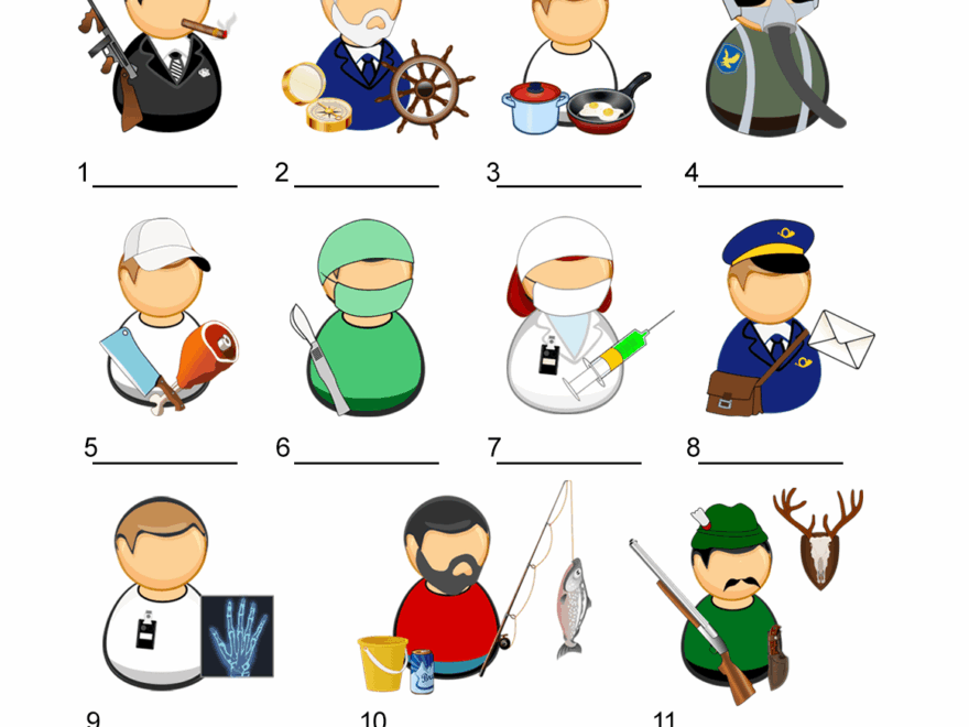 List Of Common Occupations Worksheet Match The Jobs And Pictures ALL ESL