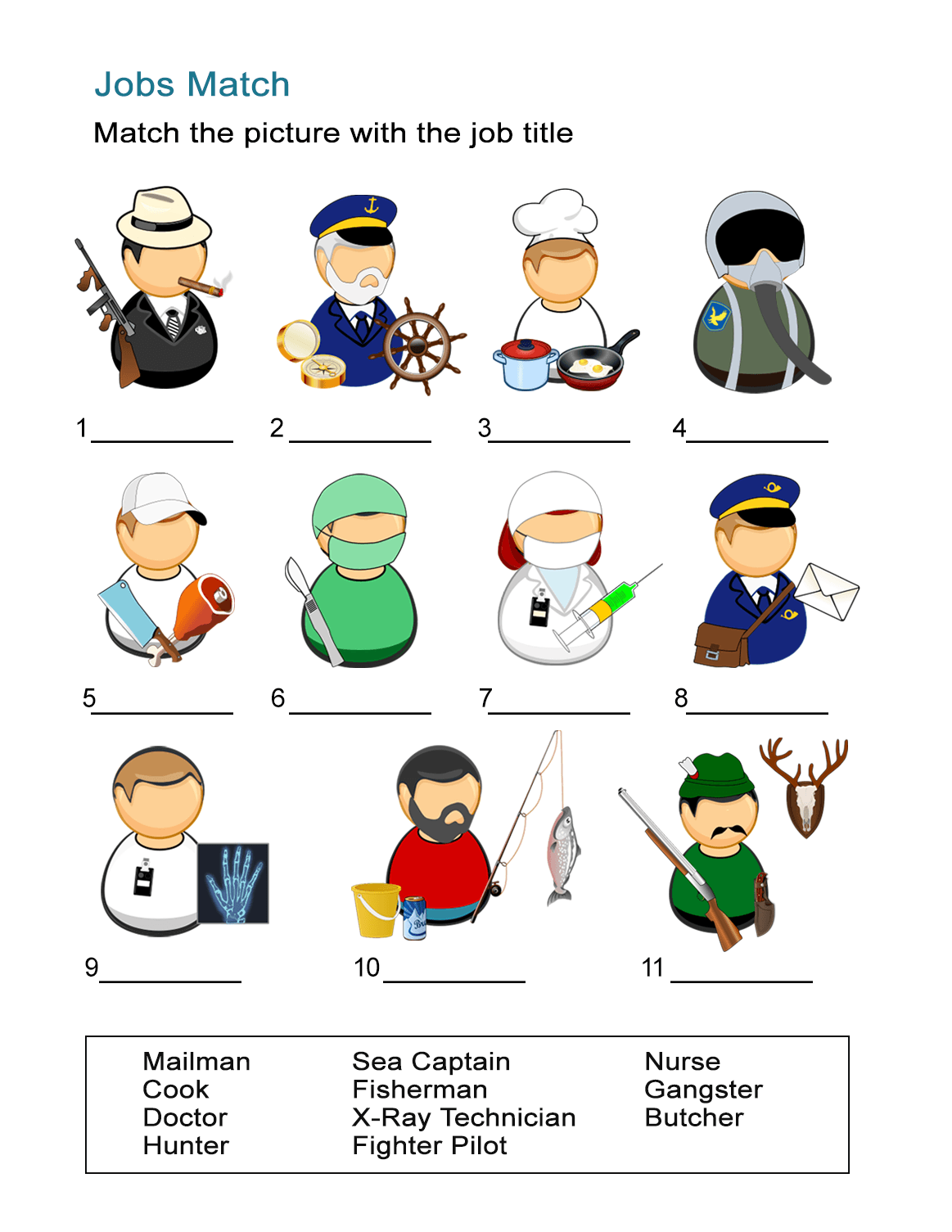 List Of Common Occupations Worksheet Match The Jobs And Pictures ALL ESL List Of Common Occupations Worksheet Match The Jobs And Pictures ALL ESL