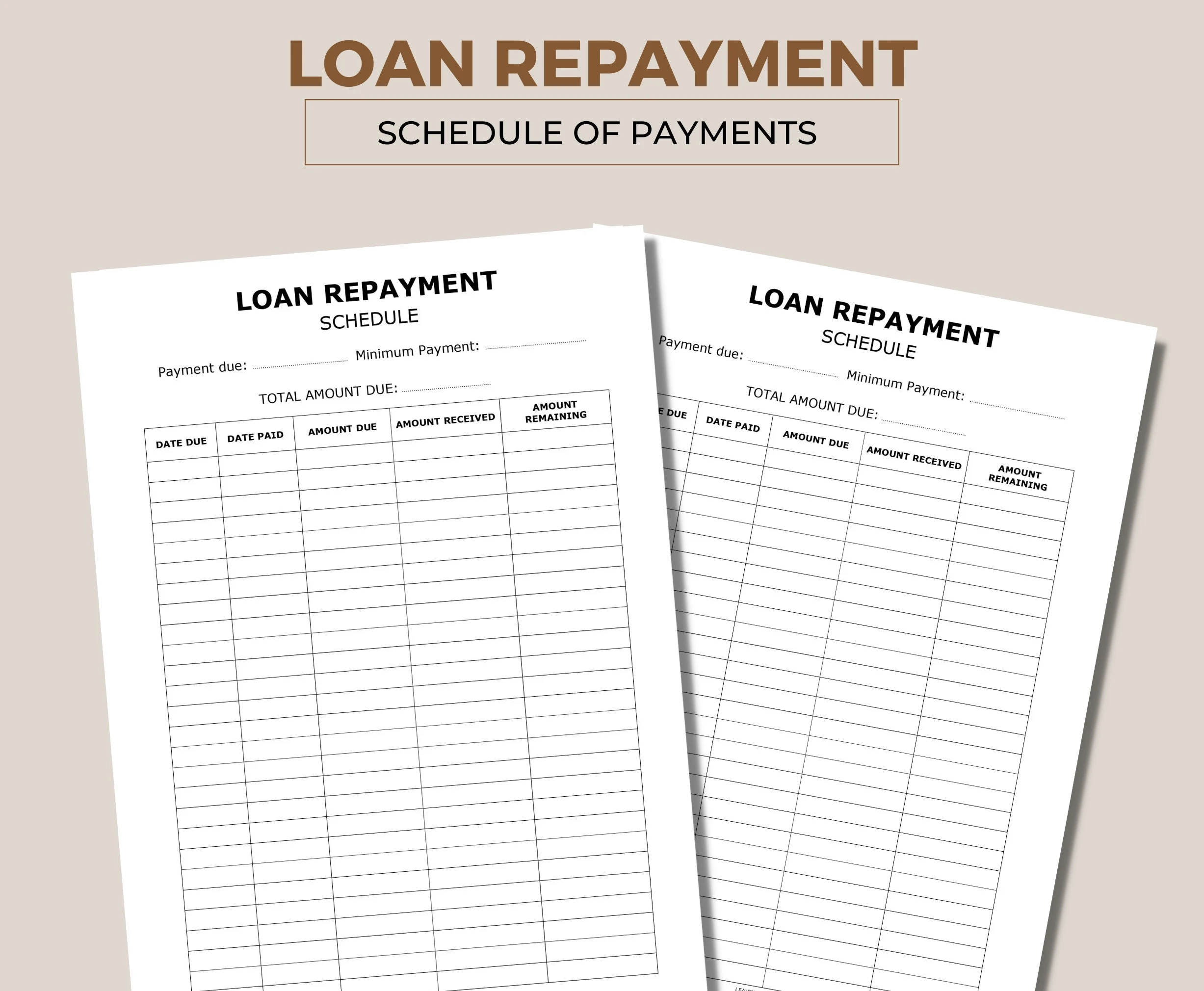 Printable Loan Repayment Schedule