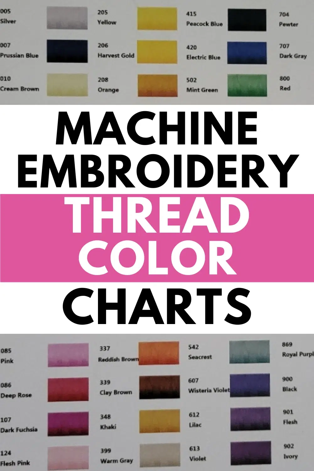 Printable Exquisite Embroidery Thread Chart