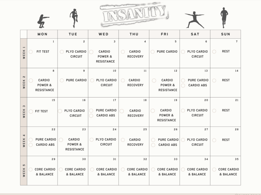 Made A Workout Calendar For Insanity R insanity