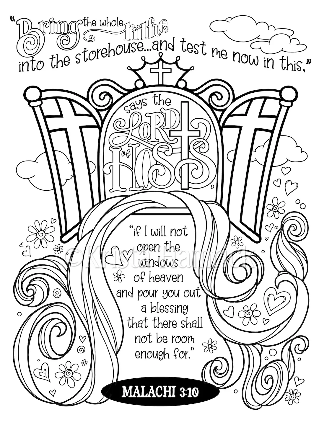 Malachi 3 10 Coloring Page In Two Sizes 8 5X11 Bible Journaling Tip in 6X8 Etsy