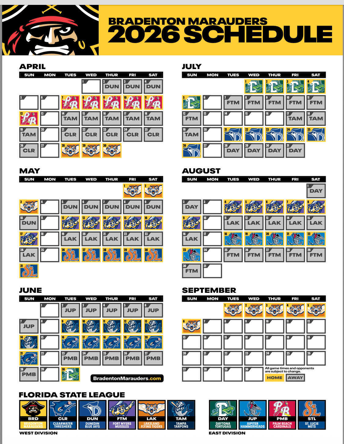 2026 St Lucie Mets Printable Schedule
