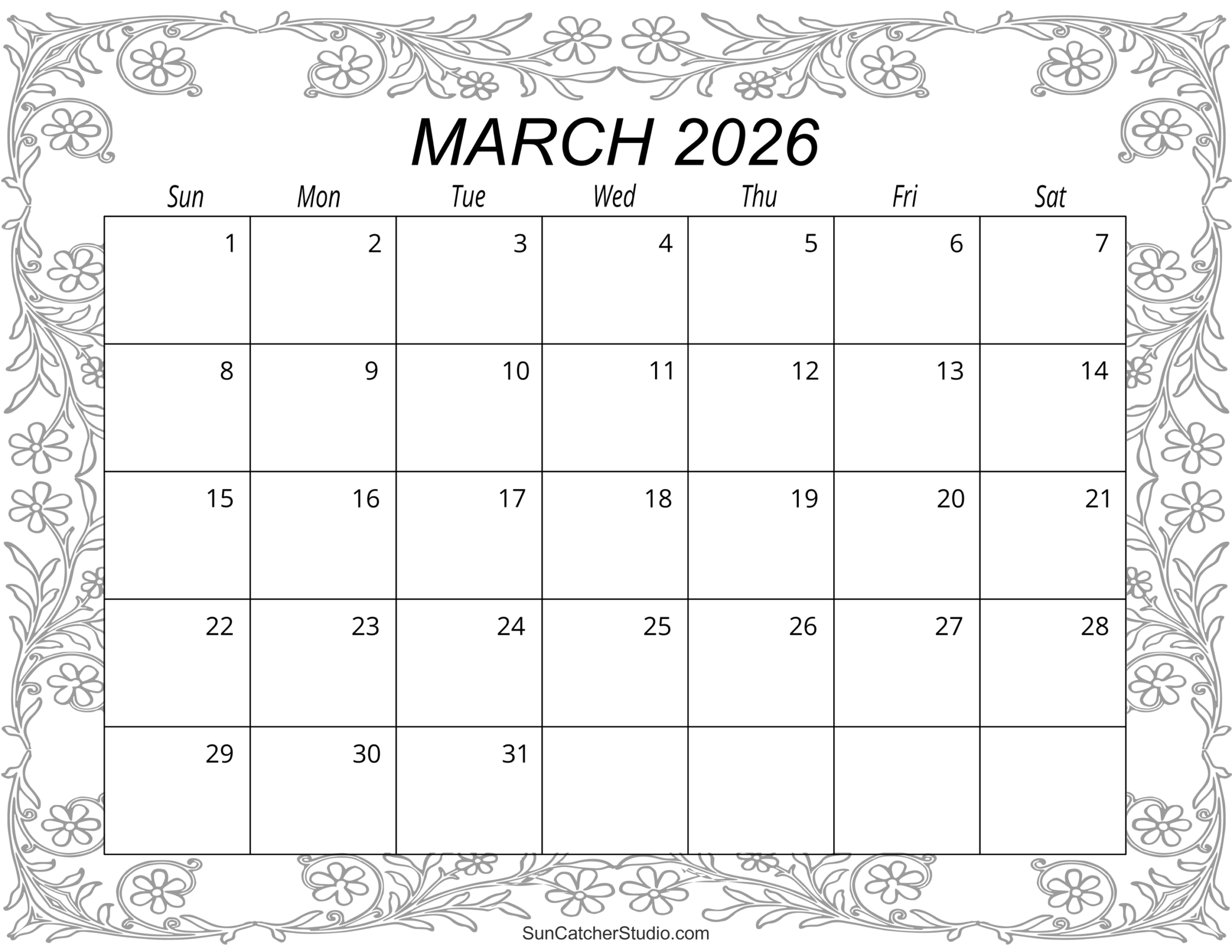 March 2026 Calendar Free Printable Free Printables Monograms Design Tools Patterns DIY Projects March 2026 Calendar Free Printable Free Printables Monograms Design Tools Patterns DIY Projects