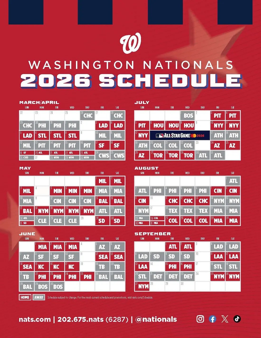 Mark Zuckerman On X 2026 MLB Schedule Is Out Nats Open March 26 At Cubs Home Opener April 3 Vs Dodgers July 4 Vs Pirates End First Half Vs Yankees Open Second