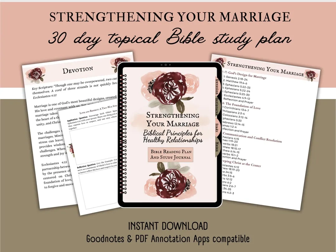 Marriage Bible Study Strenght In God Husband And Wife Bible Studies Digital Bible Study Printable Bible Study Etsy